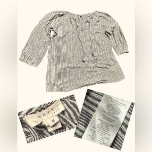 Soft Joie Black and White Striped 100% Cotton Blouse